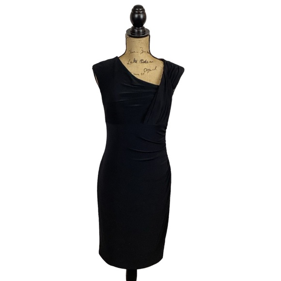 LAUREN Ralph Lauren Sleeveless Asymetric Knit Dress Black - Picture 9 of 9